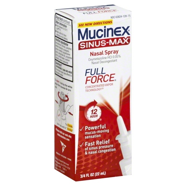 slide 1 of 1, Mucinex Sinusmax Nasal Spray Full Force 12 Hour, 0.75 oz