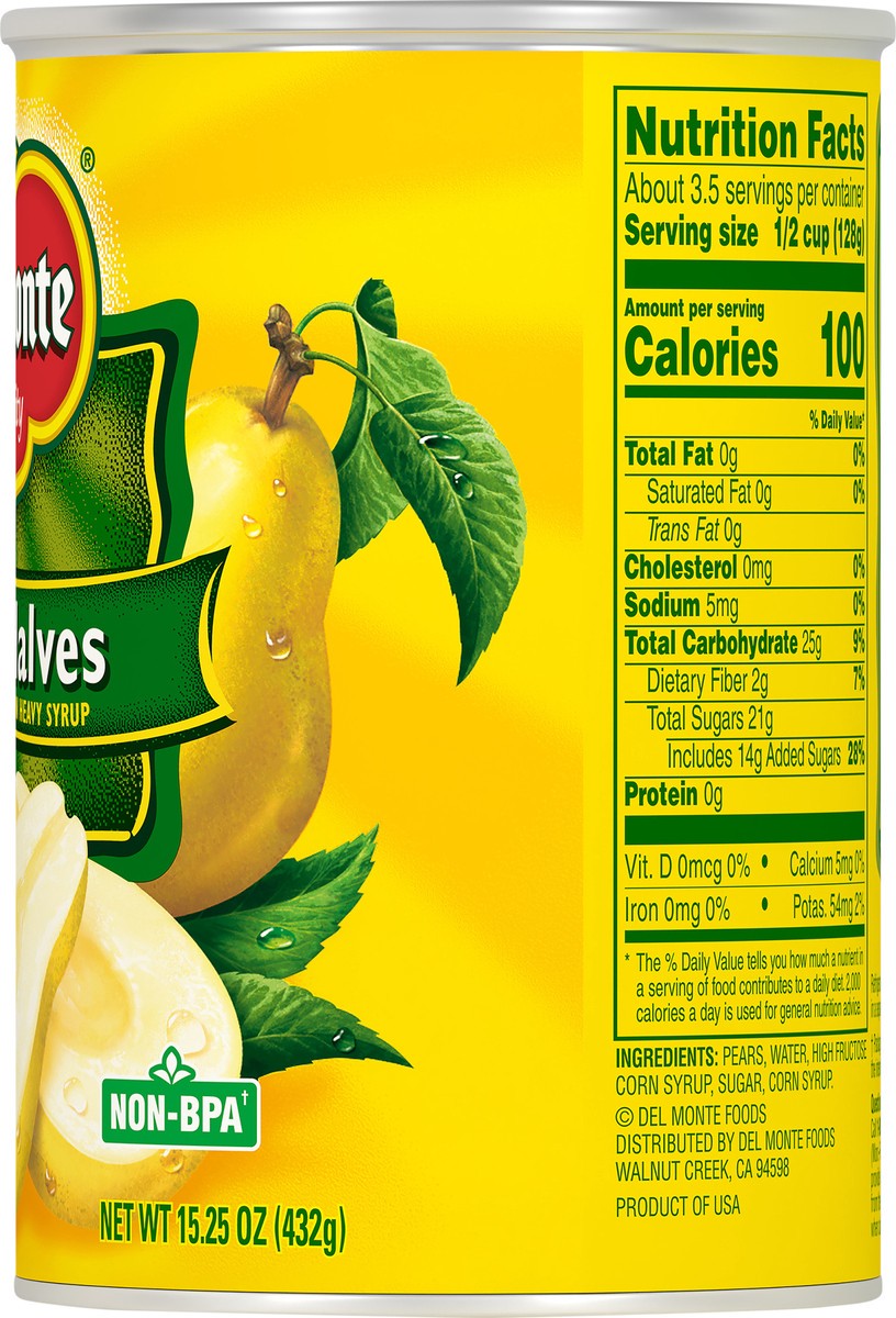 slide 6 of 7, Del Monte Pear Halves In Heavy Syrup, 15.25 oz