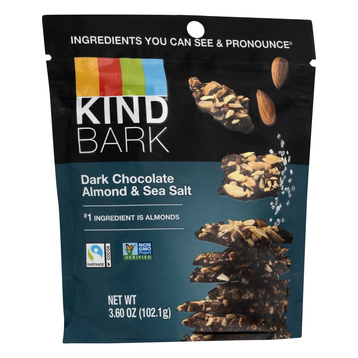 slide 9 of 10, KIND Bark Dark Chocolate Almond & Sea Salt, 3.6 oz Bag, 3.6 oz