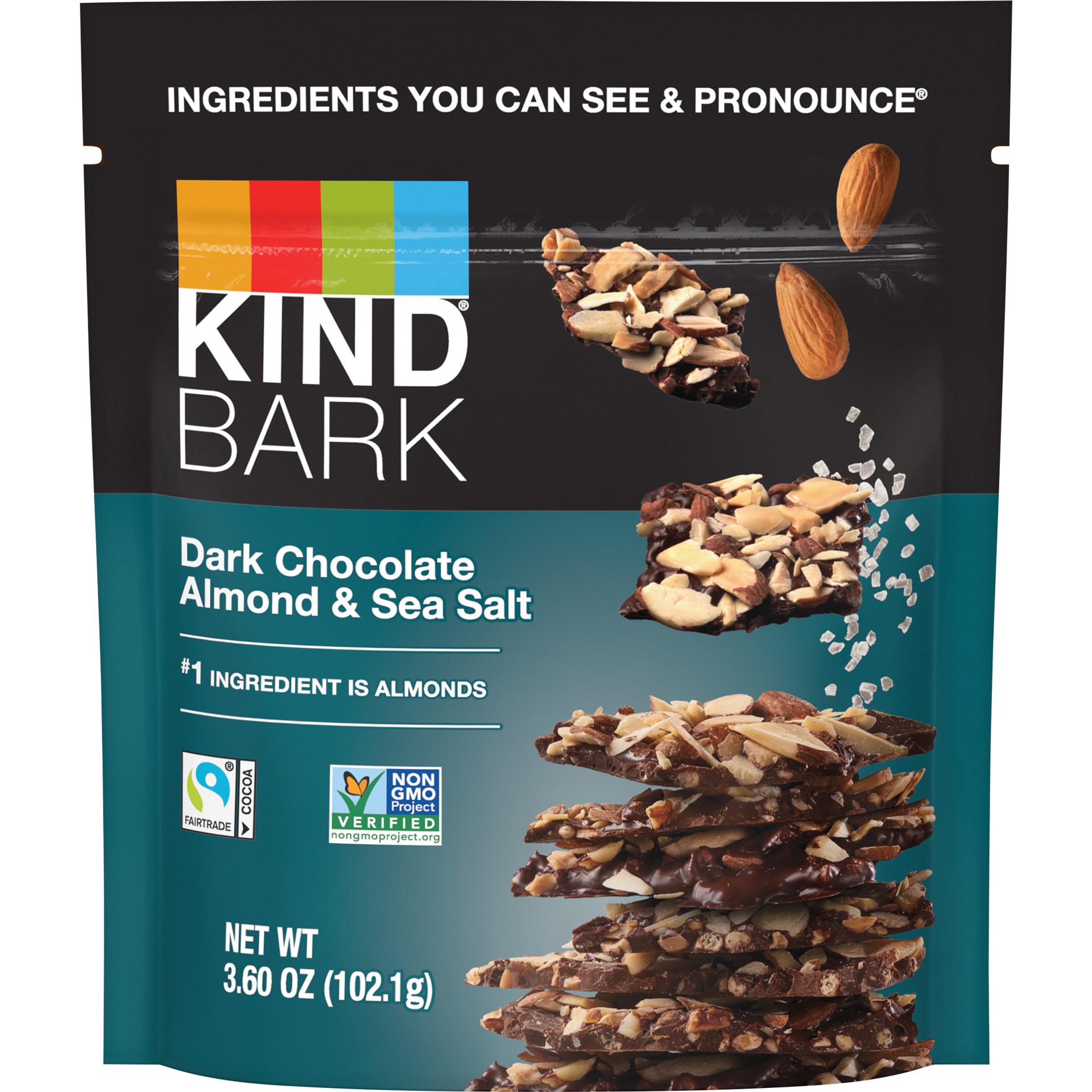 slide 1 of 10, KIND Bark Dark Chocolate Almond & Sea Salt, 3.6 oz Bag, 3.6 oz