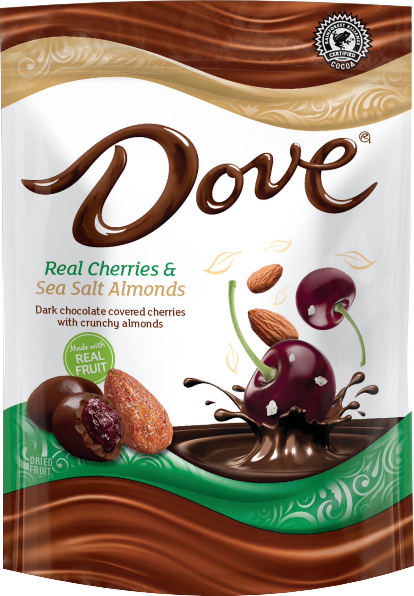 slide 1 of 2, DOVE Dark Chocolate Real Cherries & Sea Salt Almonds, 5.5 oz. Bag, 5 oz