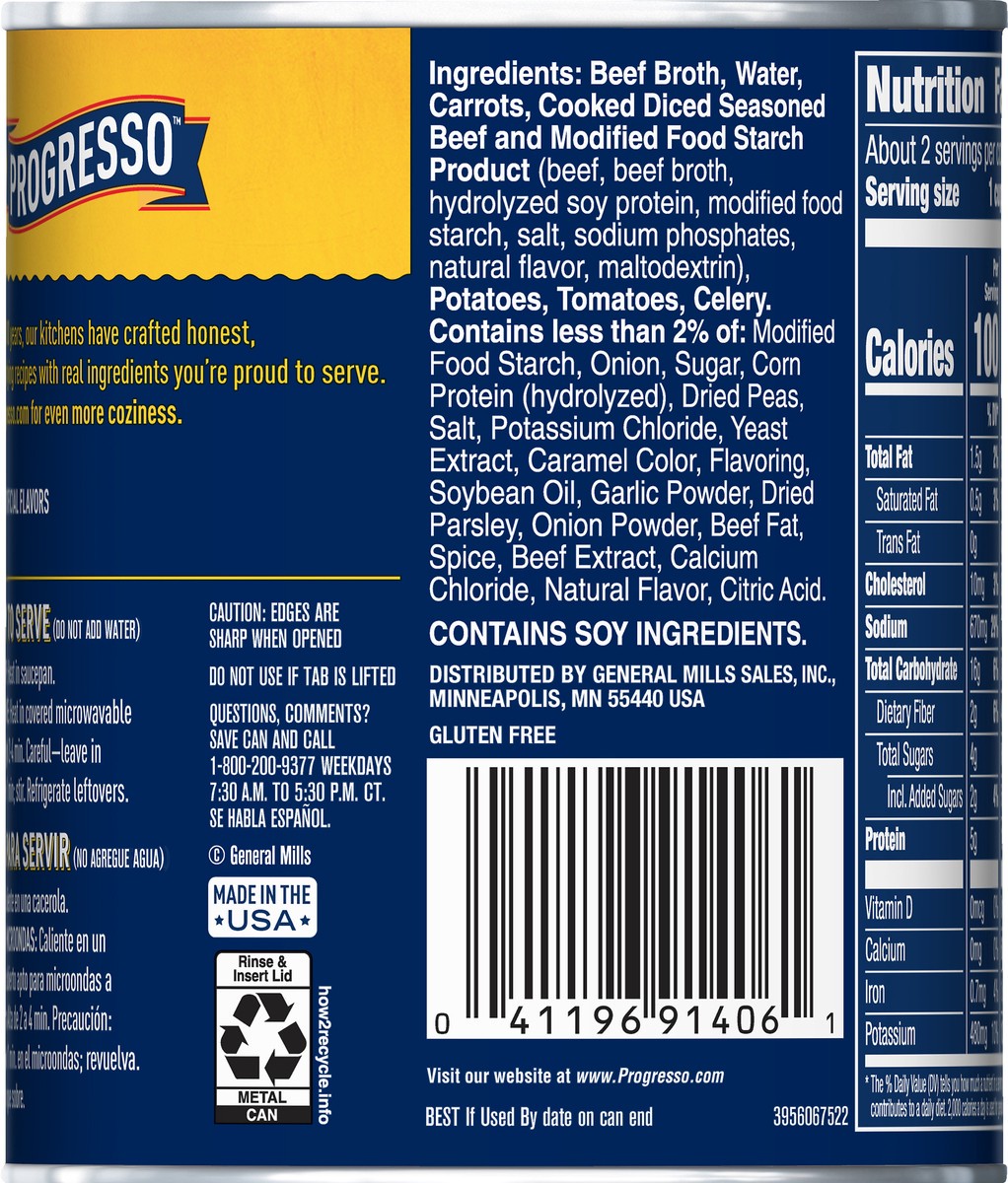 slide 6 of 10, Progresso Rich & Hearty, Steak & Vegetables Canned Soup, Gluten Free, 18.8 oz., 18.8 oz