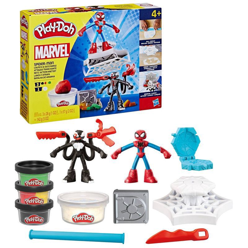 slide 3 of 7, Play-Doh Spider-Man Launch and Slice Battle Set, 1 ct