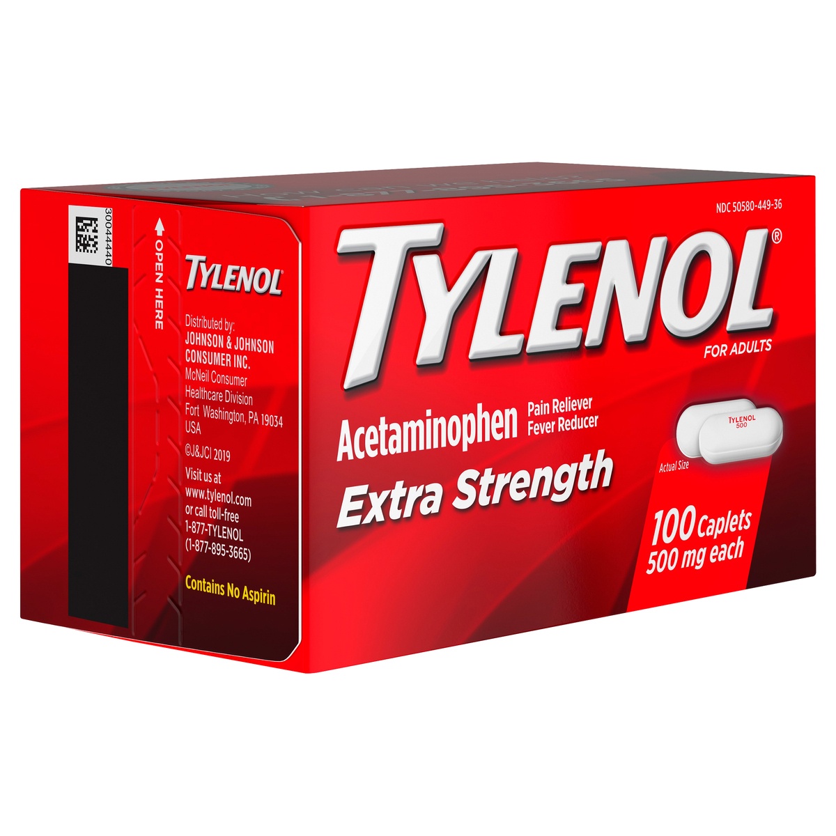 slide 2 of 5, Tylenol Extra Strength Caplets with 500 mg Acetaminophen, Pain Reliever & Fever Reducer, Acetaminophen For Minor Arthritis Pain, Headache, Backache & Menstrual Pain Relief, 100 ct