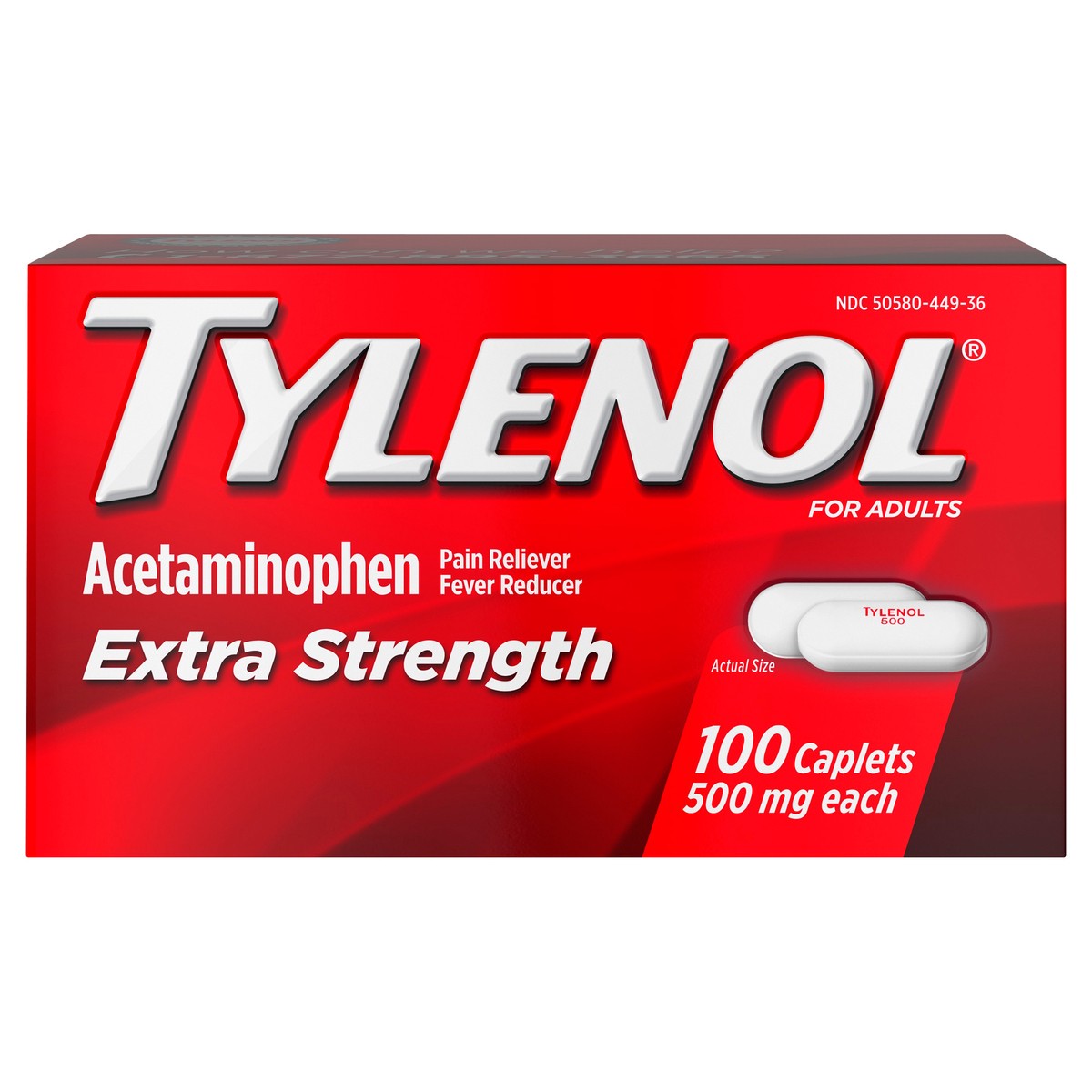 slide 1 of 6, Tylenol Extra Strength Pain Reliever and Fever Reducer Caplets, 500 mg Acetaminophen Pain Relief Pills for Headache, Backache, Toothache & Minor Arthritis Pain Relief; 100 ct.; Pack of 1, 100 ct