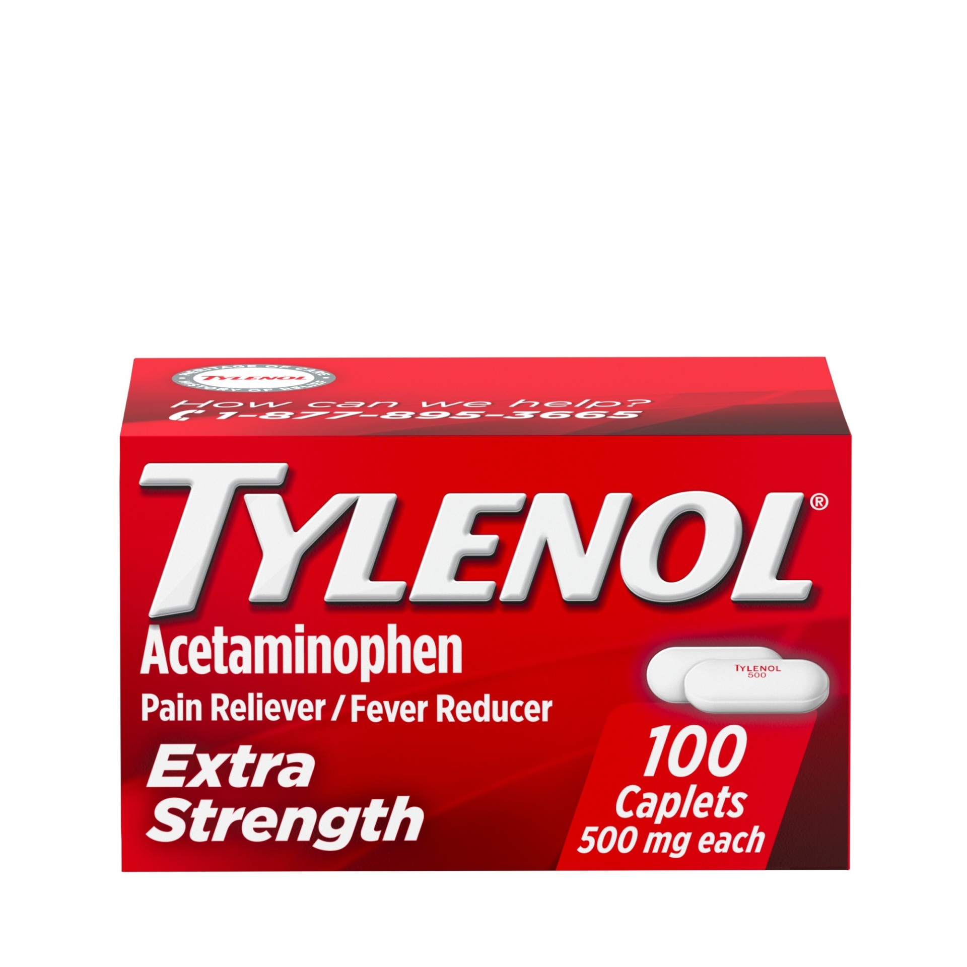 slide 1 of 5, Tylenol Extra Strength Caplets with 500 mg Acetaminophen, Pain Reliever & Fever Reducer, Acetaminophen For Minor Arthritis Pain, Headache, Backache & Menstrual Pain Relief, 100 ct