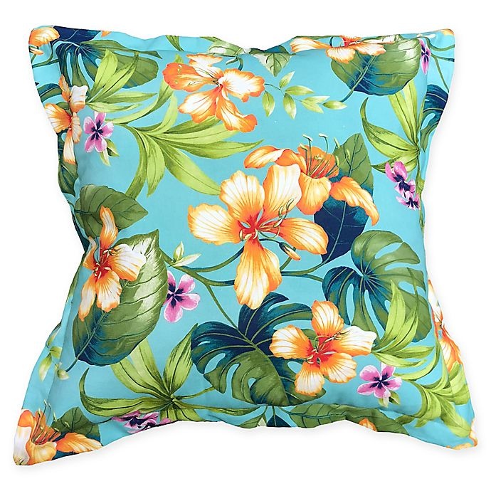 slide 1 of 2, Destination Summer Floral Indoor/Outdoor Square Throw Pillow - Aqua, 1 ct