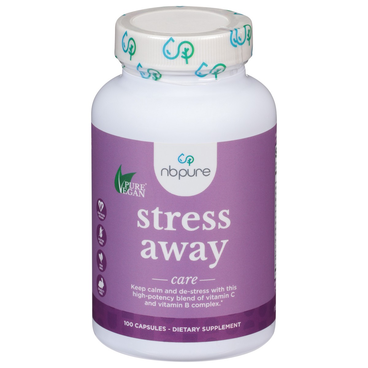 slide 1 of 9, NBPure Care Stress Away 100 Capsules, 100 ct