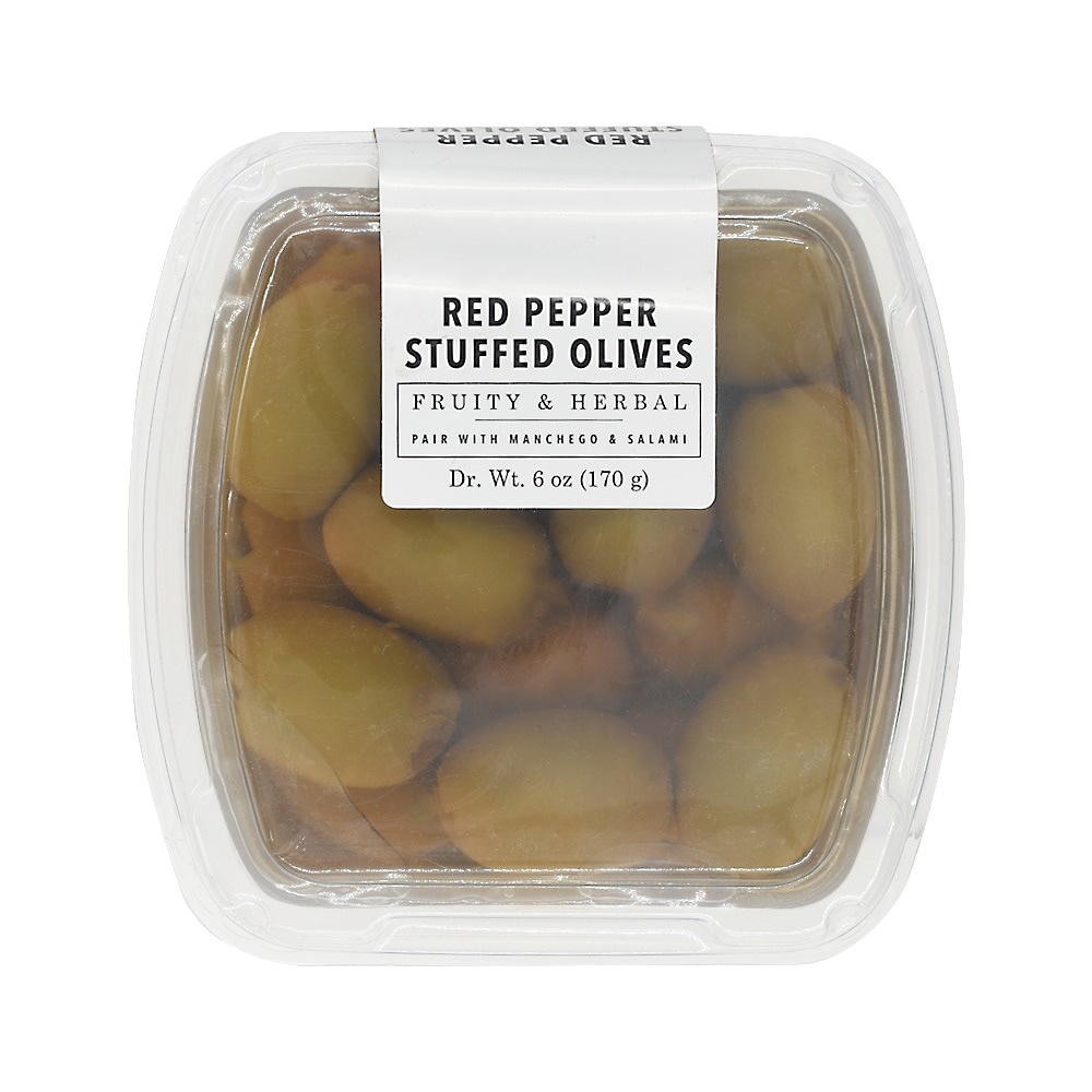 slide 1 of 1, Murray's Fruity & Herbal Red Pepper Stuffed Olives, 6 oz