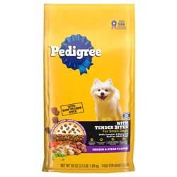 Pedigree With Tender Bites For Small Dogs Adult 100% Complete & Balanced Chicken & Steak Flavor Food for Dogs 56 oz