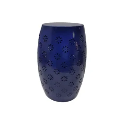 ROOM & RETREAT Blue Metal Stool 18.11 Inch H