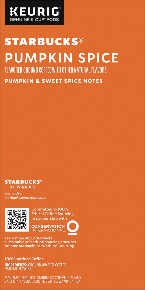 slide 4 of 9, Starbucks K-Cup Coffee Pods, Pumpkin Spice Naturally Flavored Coffee for Keurig Coffee Makers, 100% Arabica, Limited Edition, 1 Box (32 Pods), 11.7 oz