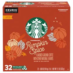 Starbucks K-Cup Coffee Pods, Pumpkin Spice Flavored Coffee for Keurig Coffee Makers, 100% Arabica, Limited Edition, 1 Box (32 Pods)