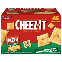 Cheez-It Cheese Crackers, Baked Snack Crackers, Office and Kids Snacks, White Cheddar, 67.5oz Box, 45 Pouches