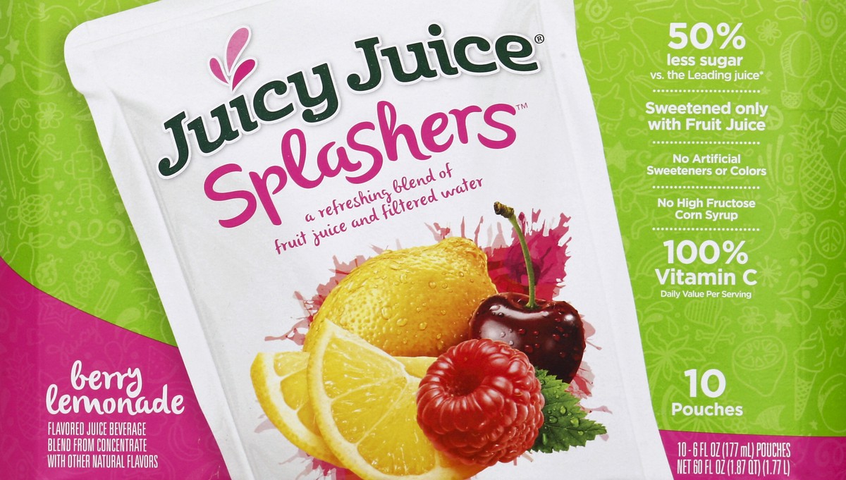 slide 3 of 6, Juicy Juice Splashers Berry Lemonade Flavored Juice Beverage - 10 ct; 6 fl oz, 10 ct; 6 fl oz