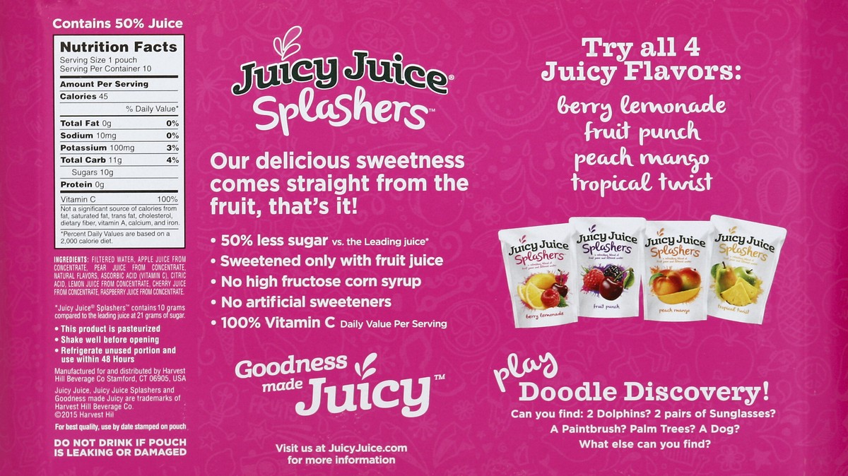 slide 5 of 6, Juicy Juice Splashers Berry Lemonade Flavored Juice Beverage - 10 ct; 6 fl oz, 10 ct; 6 fl oz