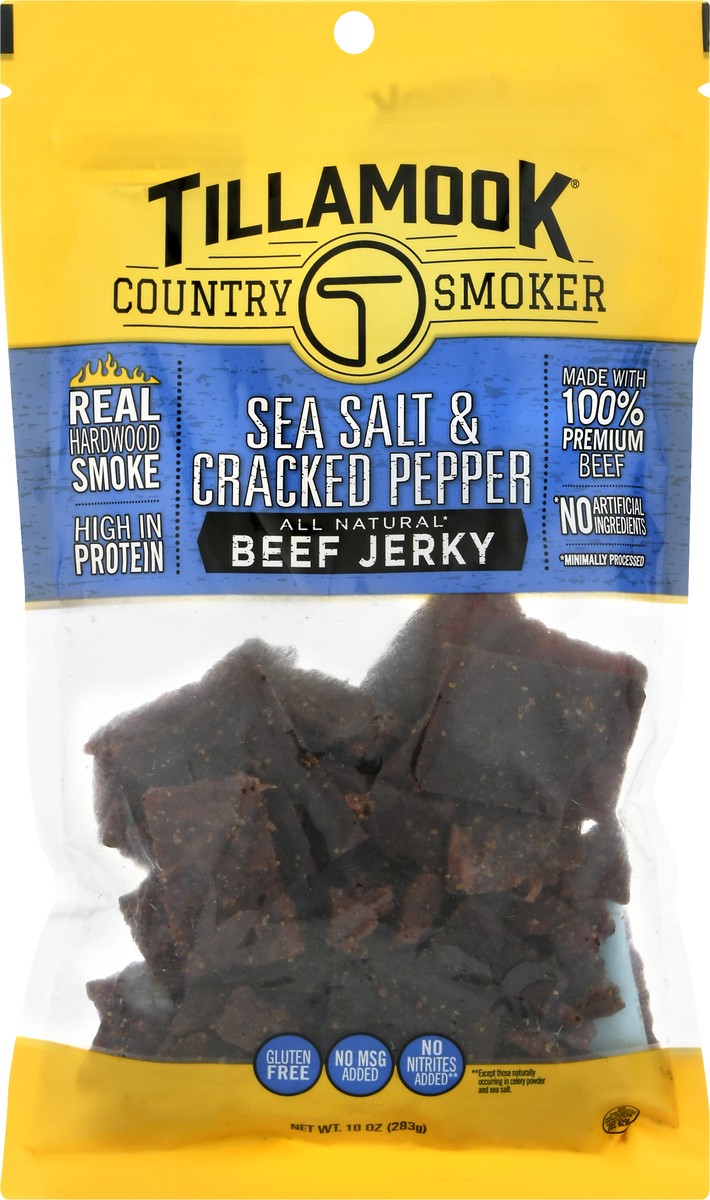 slide 1 of 12, Tillamook Country Smoker Sea Salt & Cracked Pepper Beef Jerky 10 oz, 10 oz