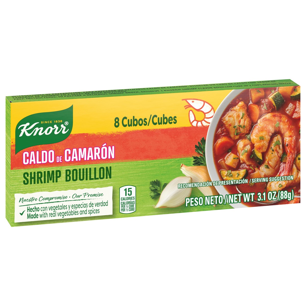 slide 3 of 9, Knorr Bouillon Cubes Shrimp Flavor Bouillon/Caldo Camarón, 3.1 oz,, 8 Ct , 3.1 oz