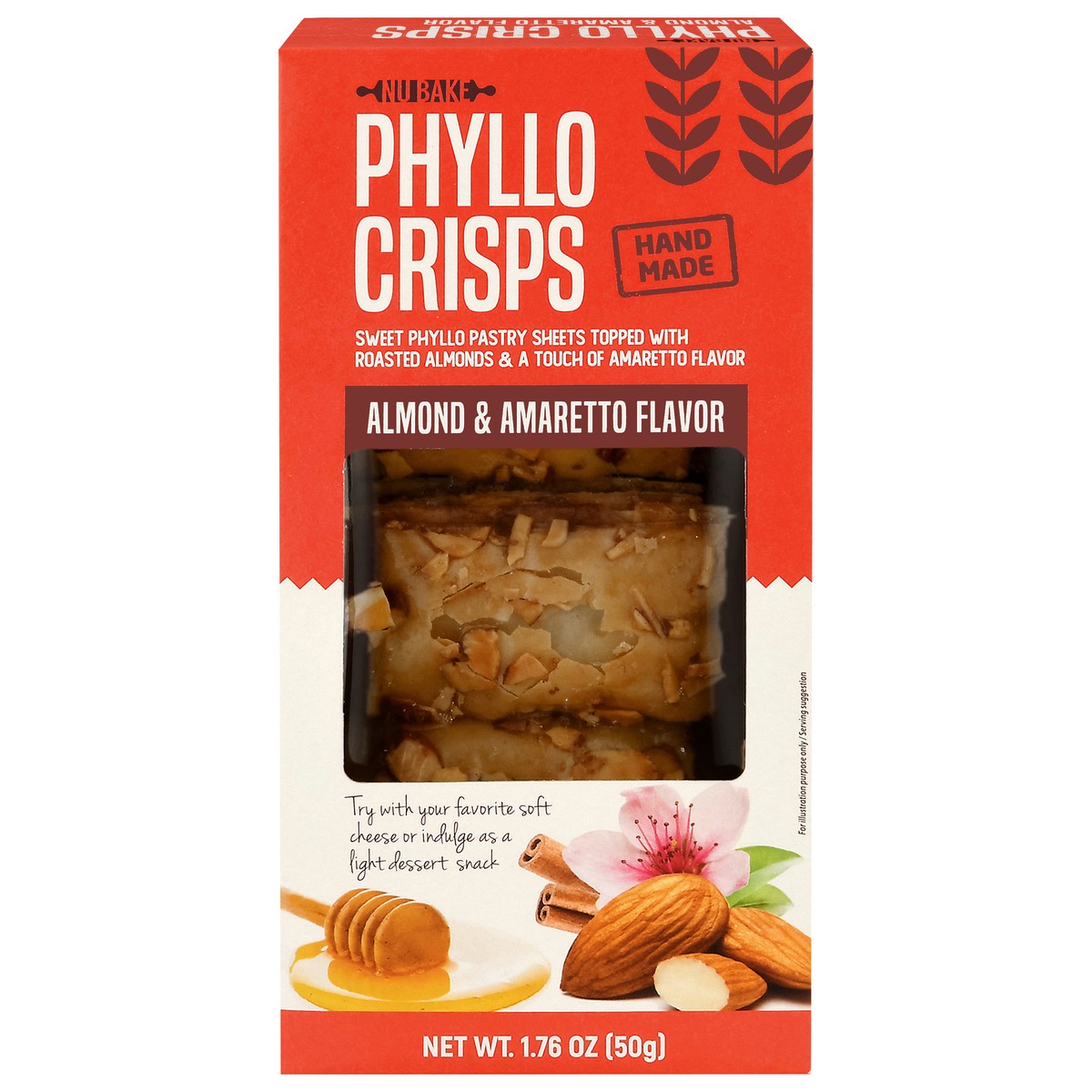 slide 1 of 15, NU Bake Almond & Amaretto Flavor Phyllo Crisps 1.76 oz, 1.76 oz