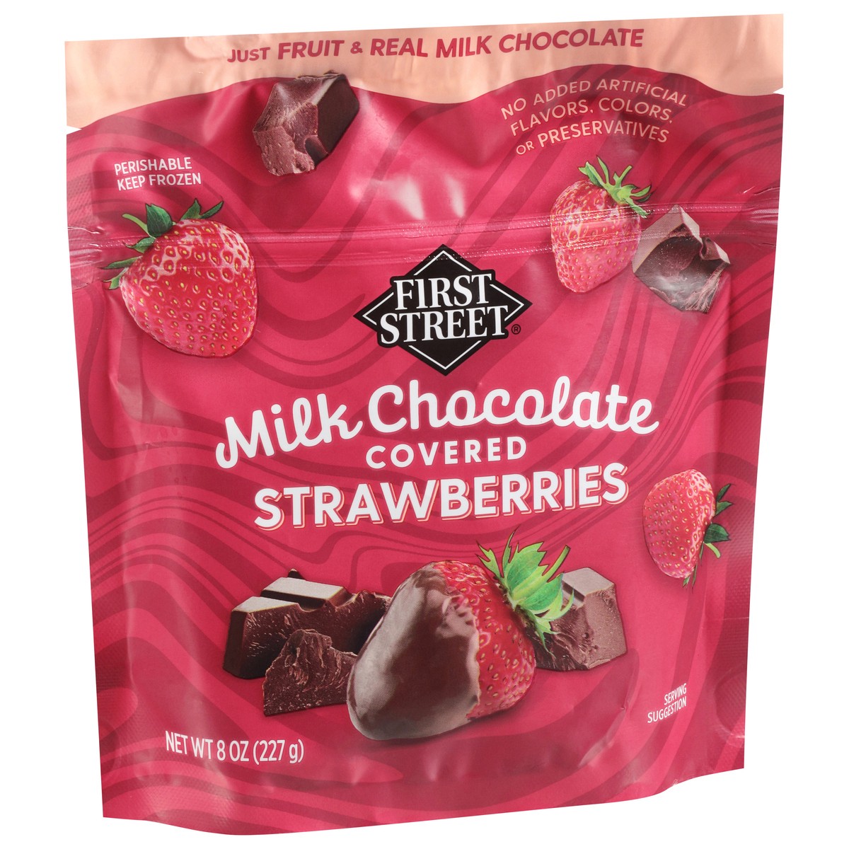 slide 11 of 13, First Street Fs Frozen Milk Choc Covered Strawberries, 8 oz