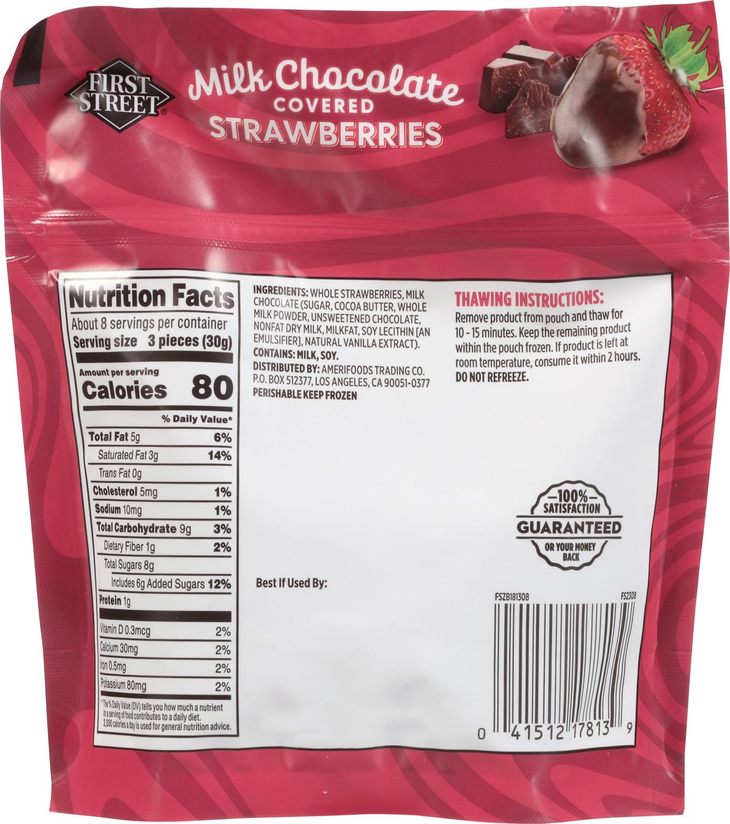 slide 12 of 13, First Street Fs Frozen Milk Choc Covered Strawberries, 8 oz