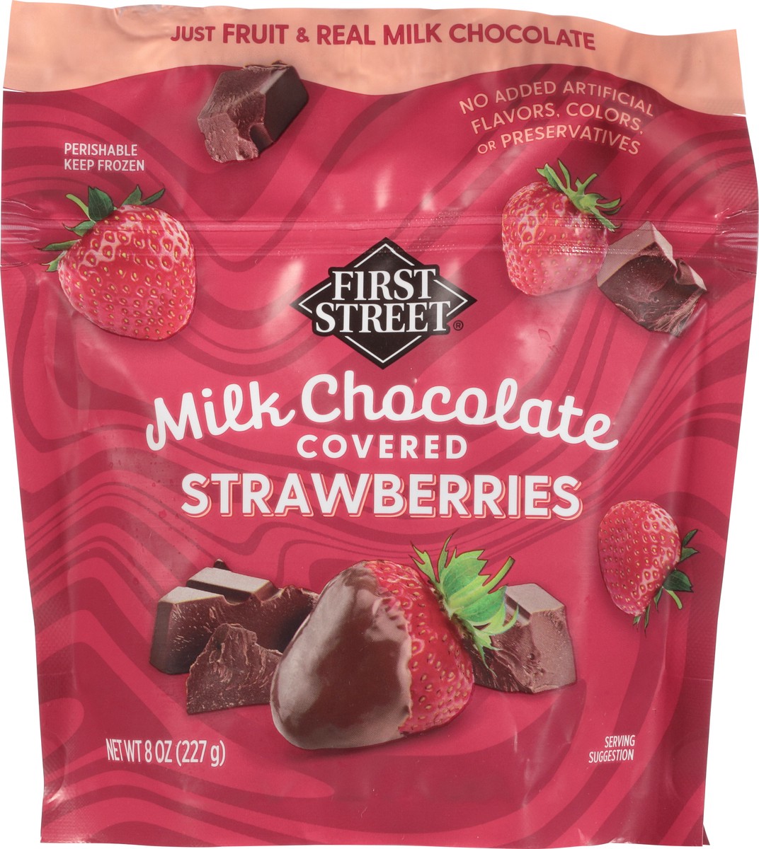 slide 5 of 13, First Street Fs Frozen Milk Choc Covered Strawberries, 8 oz