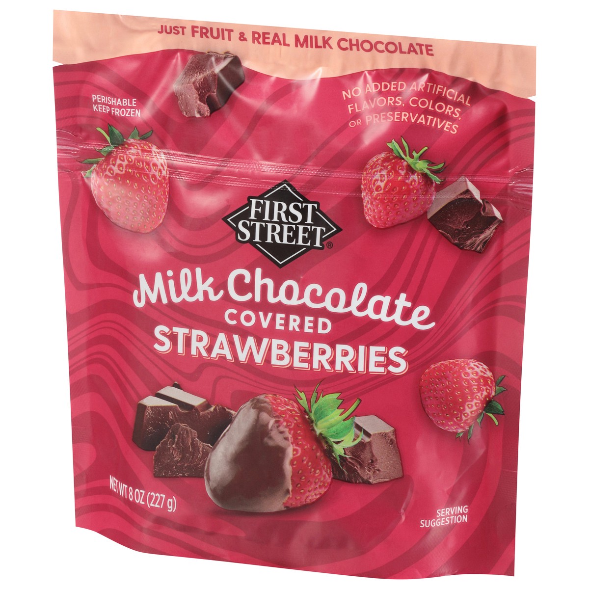 slide 10 of 13, First Street Fs Frozen Milk Choc Covered Strawberries, 8 oz