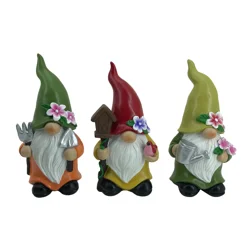 ROOM & RETREAT Resin Ornaments For Home Courtyard Tabletop Standing Gnomes Decor 3 Ast