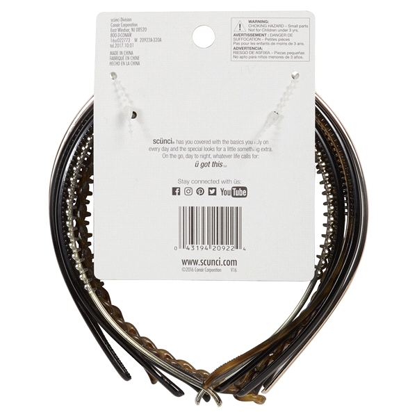 slide 4 of 5, scünci Skinny Headbands, 8 ct