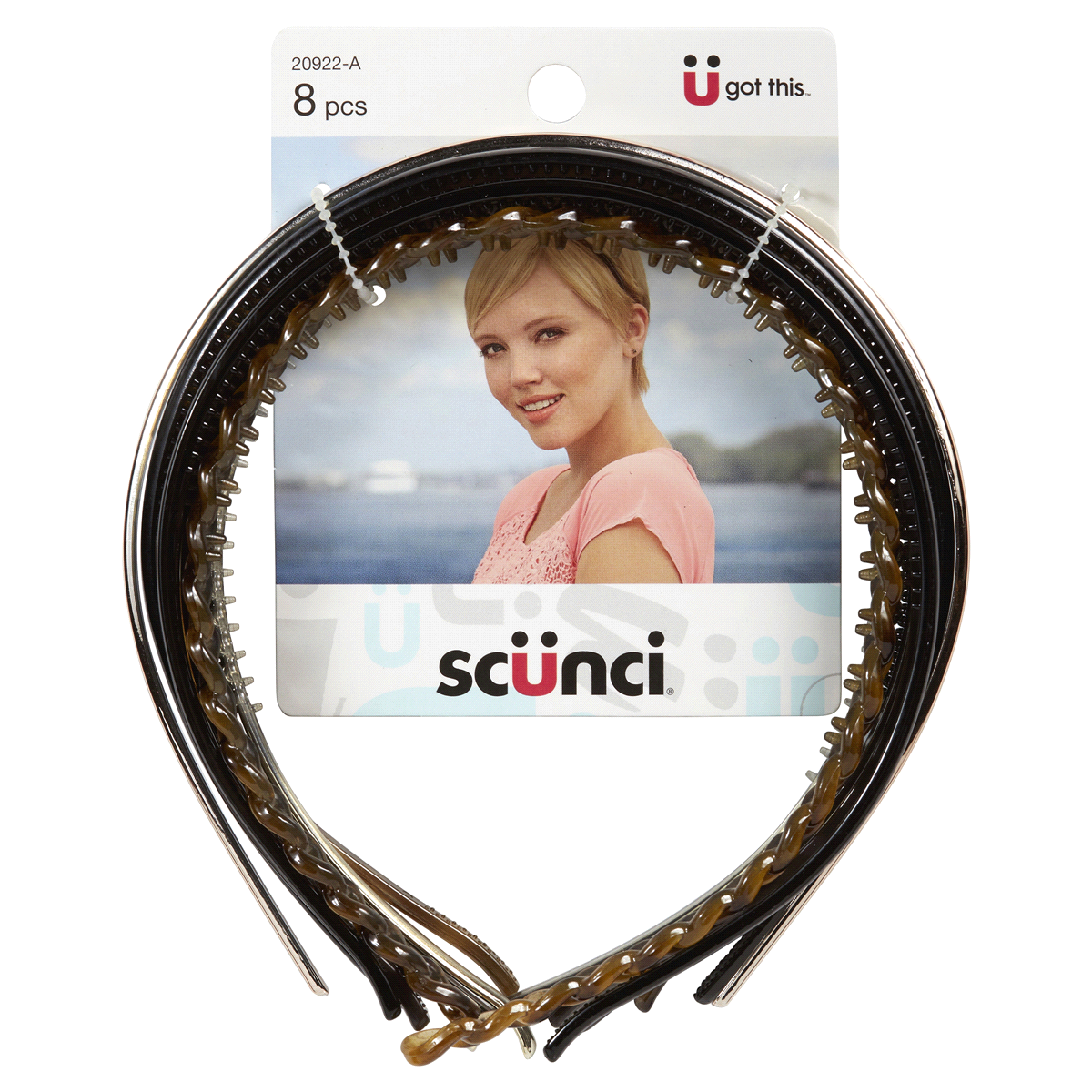 slide 1 of 5, scünci Skinny Headbands, 8 ct