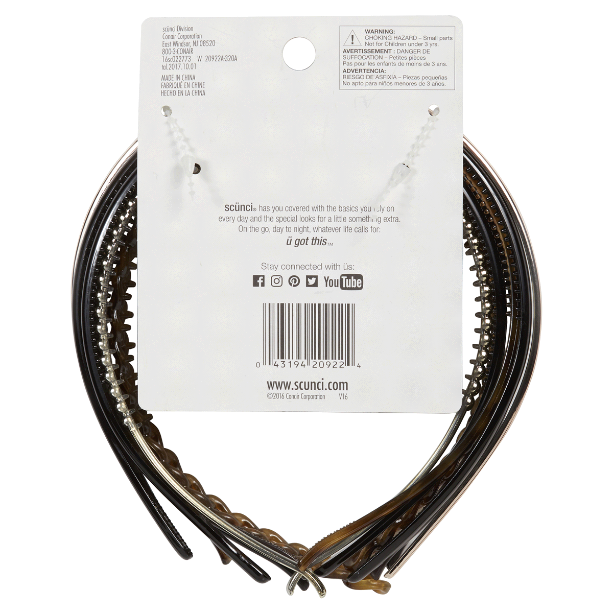 slide 5 of 5, scünci Skinny Headbands, 8 ct