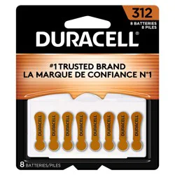 Duracell Size 312 Hearing Aid Batteries, 8/Pack