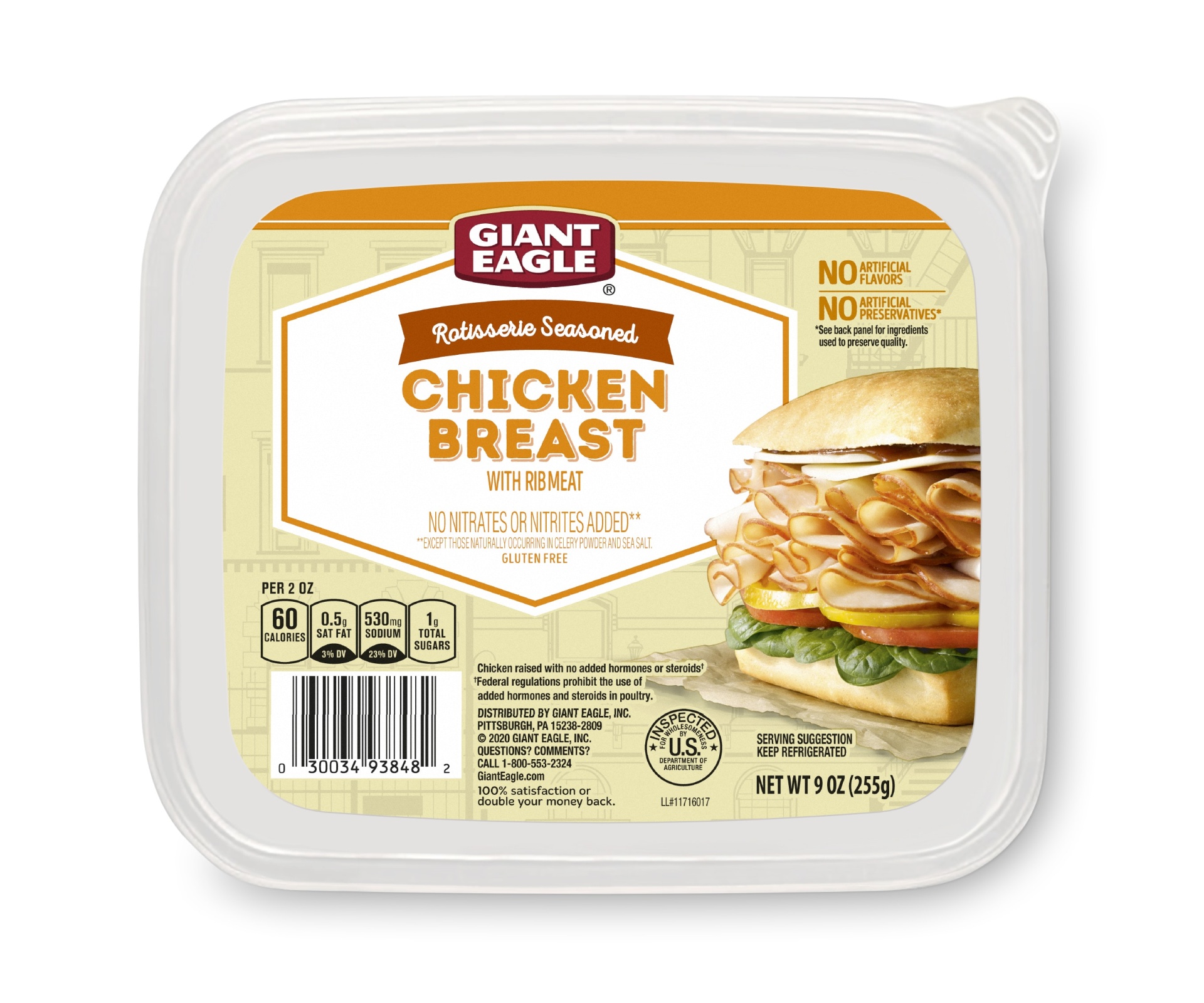 slide 1 of 1, Giant Eagle Rotisserie Seasoned Chicken Breast, 9 oz