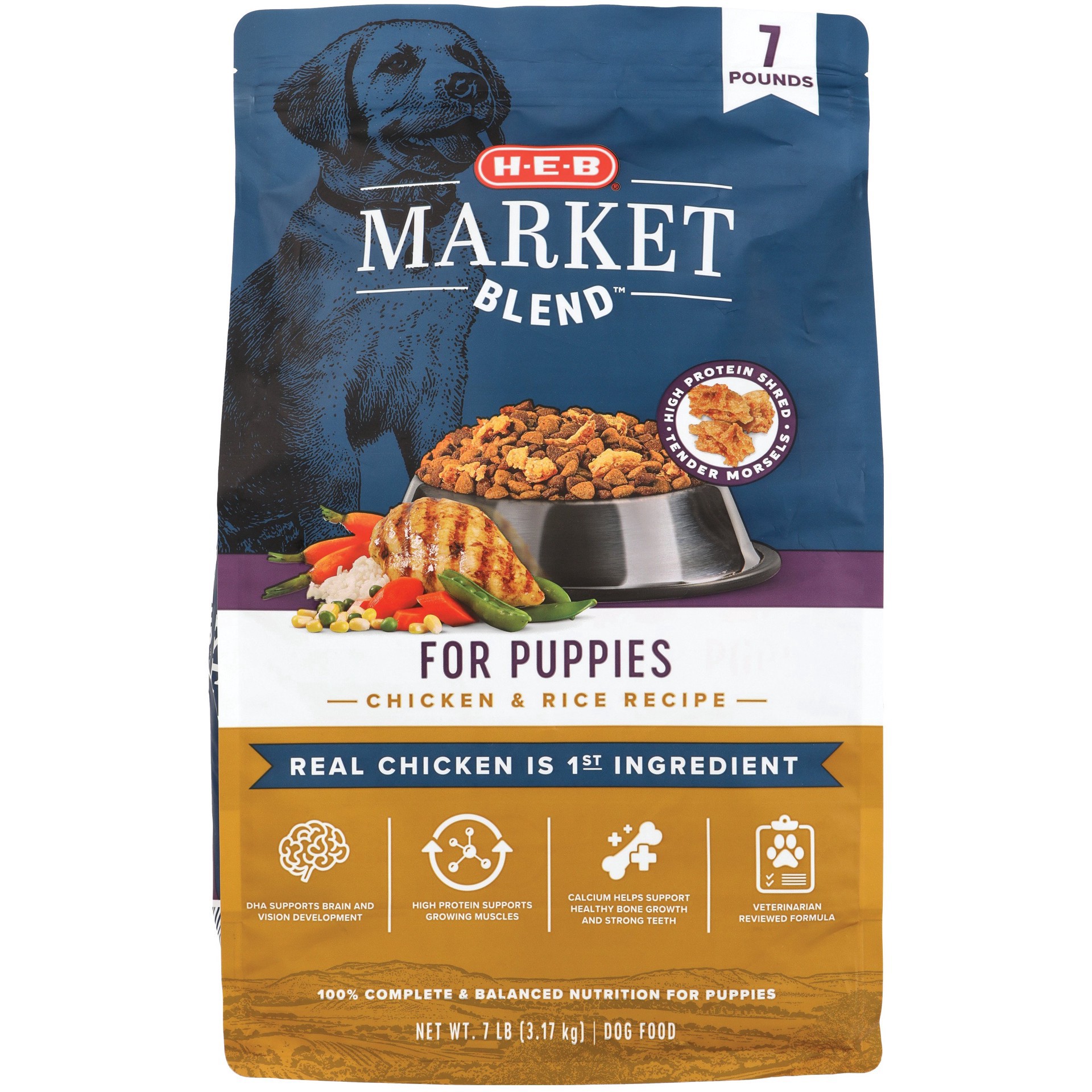 slide 1 of 1, H-E-B Market Blend Puppy Shreds - Chicken, 7 lb