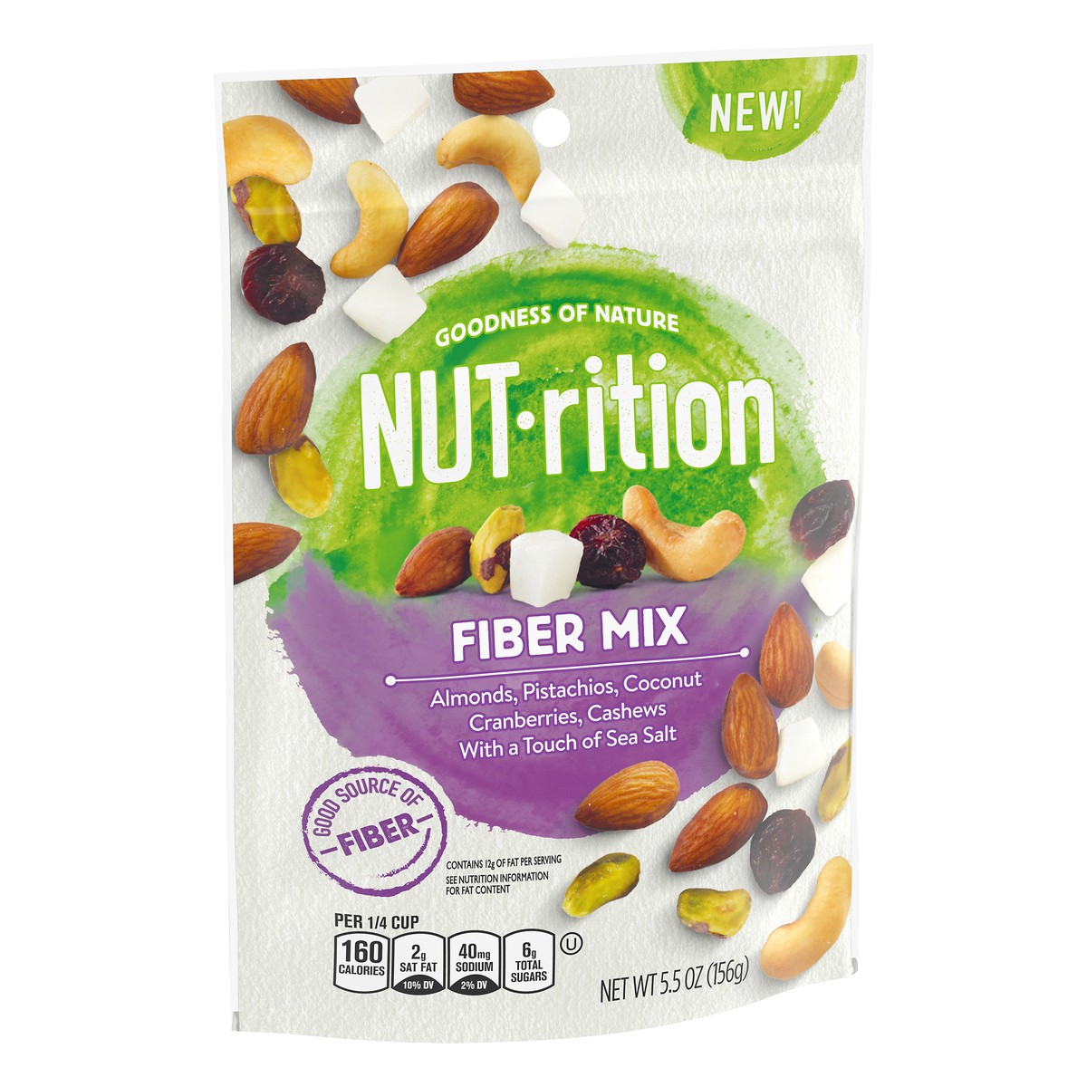 slide 10 of 10, Planters NUTrition Fiber Mix Mixed Nuts, 5.5 oz Bag, 156 g