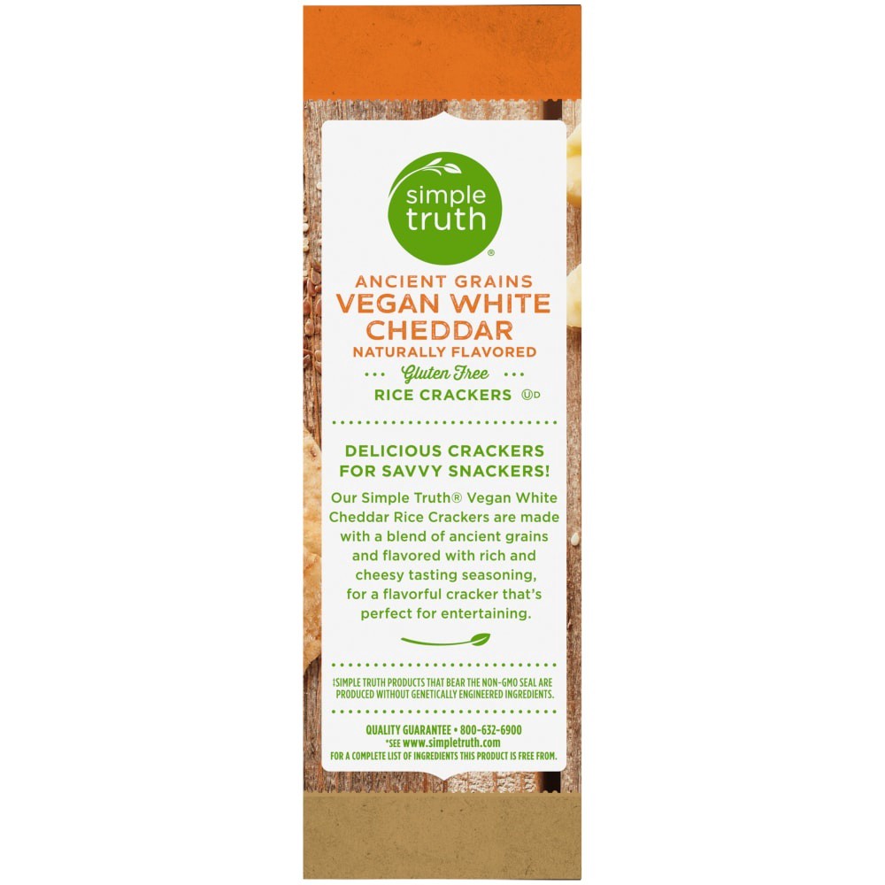 slide 3 of 5, Simple Truth Ancient Grains Vegan White Cheddar Rice Crackers, 3.5 oz