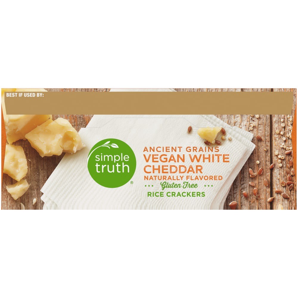 slide 2 of 5, Simple Truth Ancient Grains Vegan White Cheddar Rice Crackers, 3.5 oz