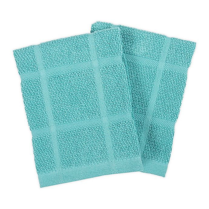 slide 1 of 4, KitchenSmart Colors Solid Dish Cloths - Teal, 2 ct