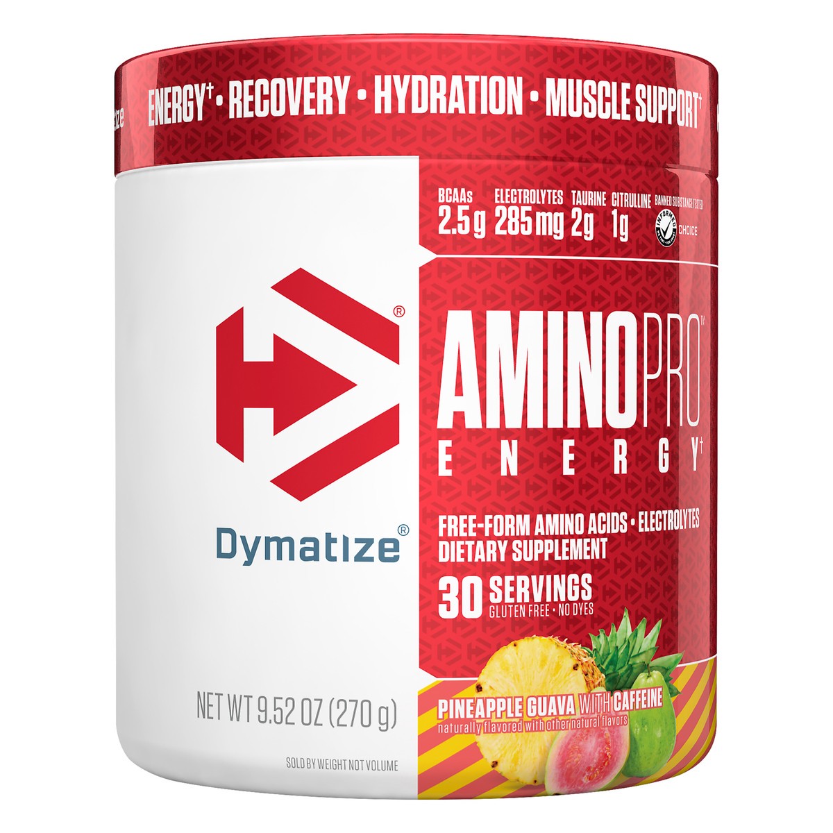 slide 1 of 6, Dymatize Pineapple Guava with Caffeine Amino Pro Energy 9.52 oz, 9.52 oz