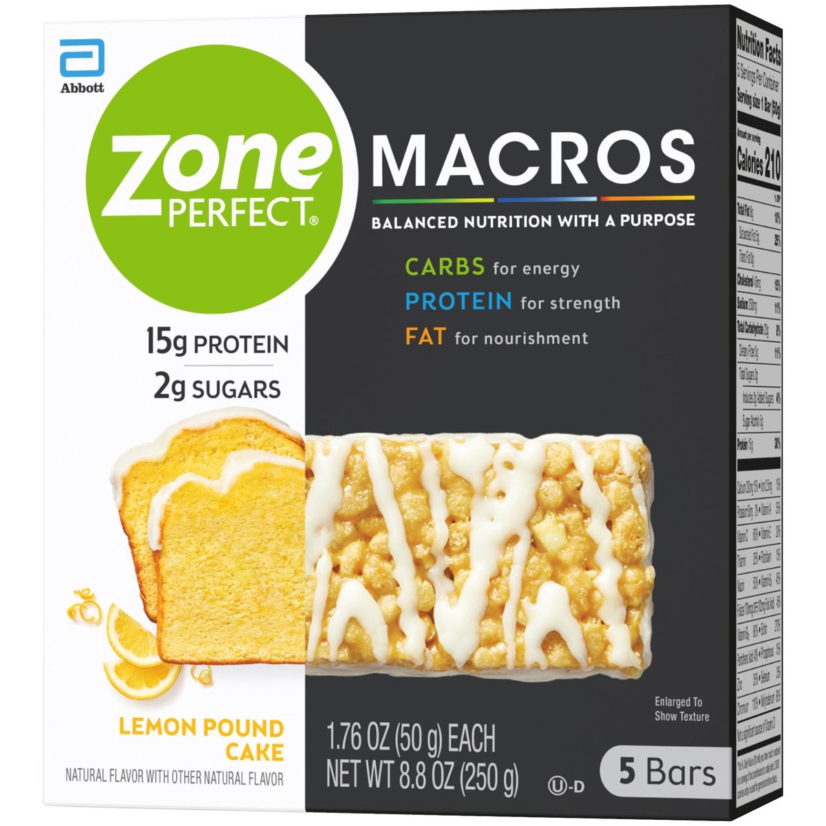 slide 3 of 9, Zone Perfect ZonePerfect Macros Protein Bar Lemon Pound Cake Bars 1.76 oz Bars, 8.8 oz