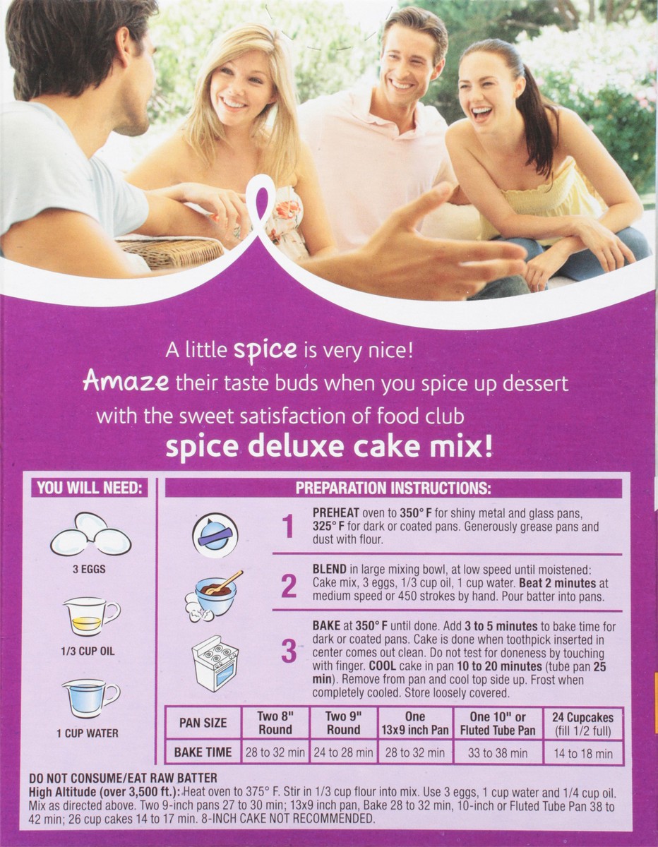 slide 6 of 14, Food Club Spice Deluxe Cake Mix 16.5 oz, 16.5 oz