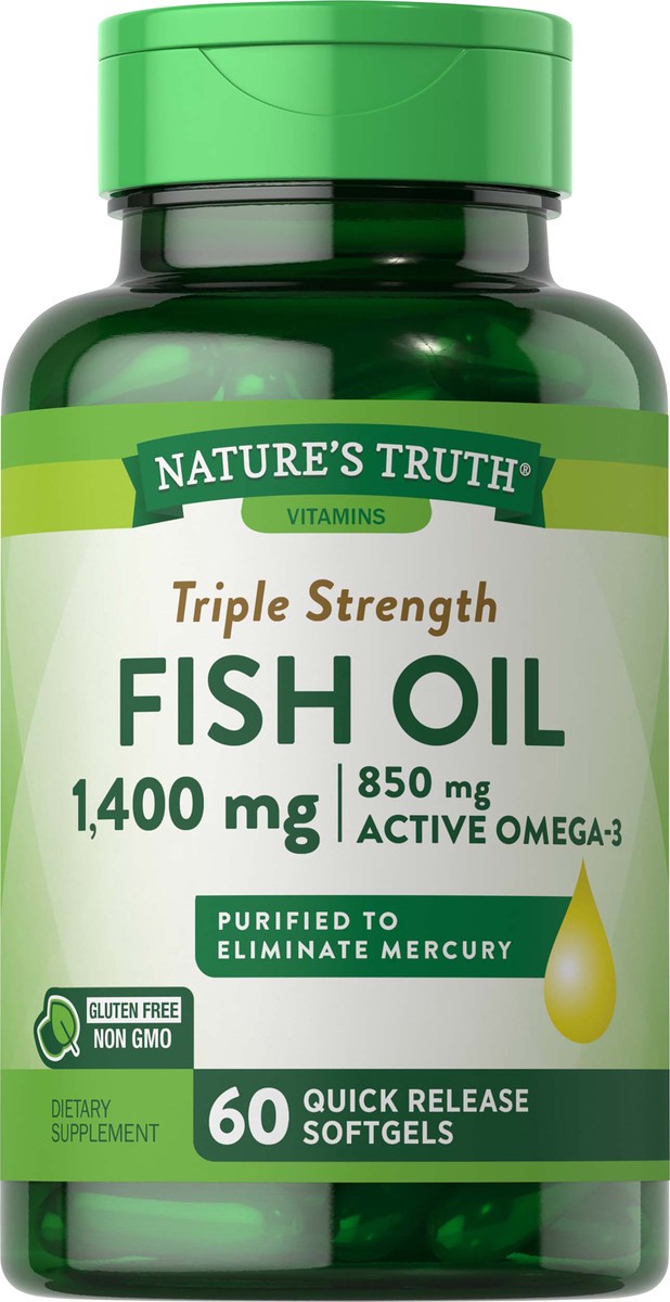 slide 5 of 6, Nature's Truth Triple Strength Fish Oil 1,360 mg, 60 ct