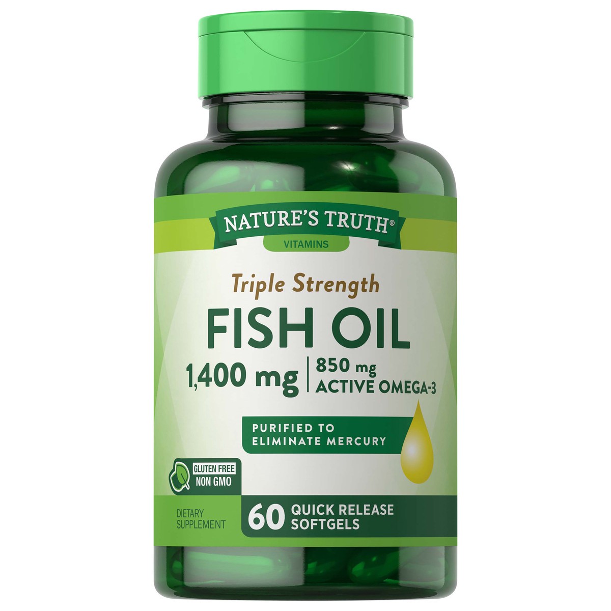 slide 4 of 6, Nature's Truth Triple Strength Fish Oil 1,360 mg, 60 ct