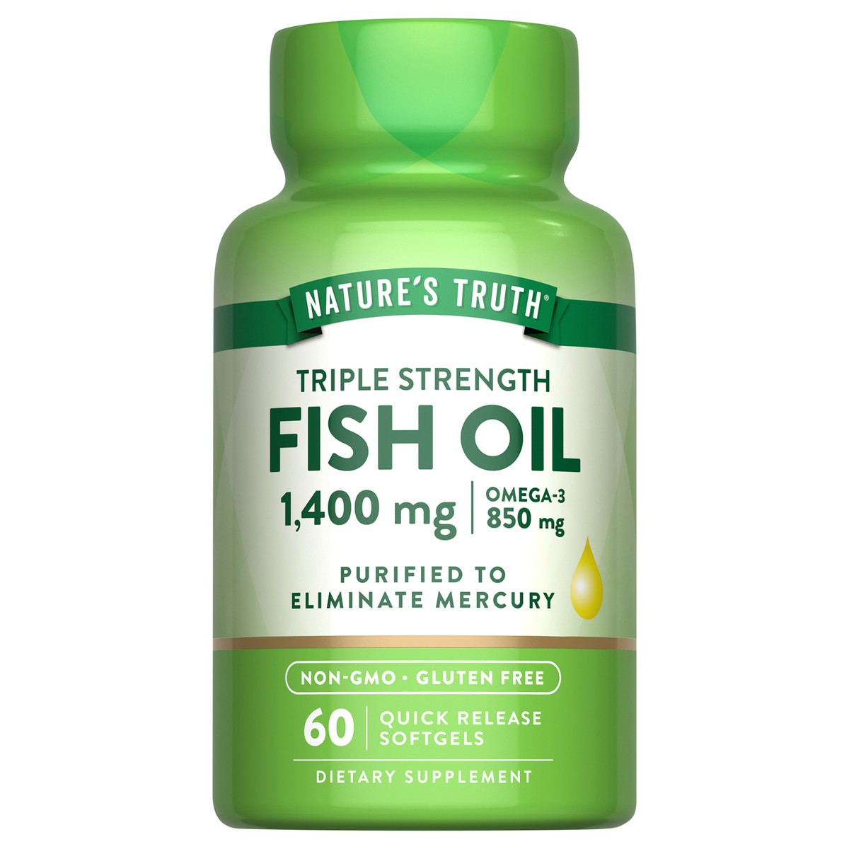 slide 1 of 6, Nature's Truth Triple Strength Fish Oil 1,360 mg, 60 ct