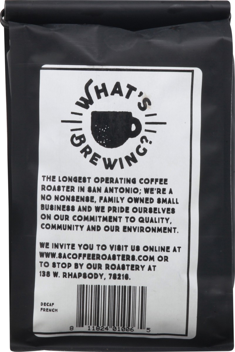 slide 9 of 11, What's Brewing Coffee Roasters Decaf Whole Bean Dark Roast French Roast Coffee - 12 oz, 12 oz