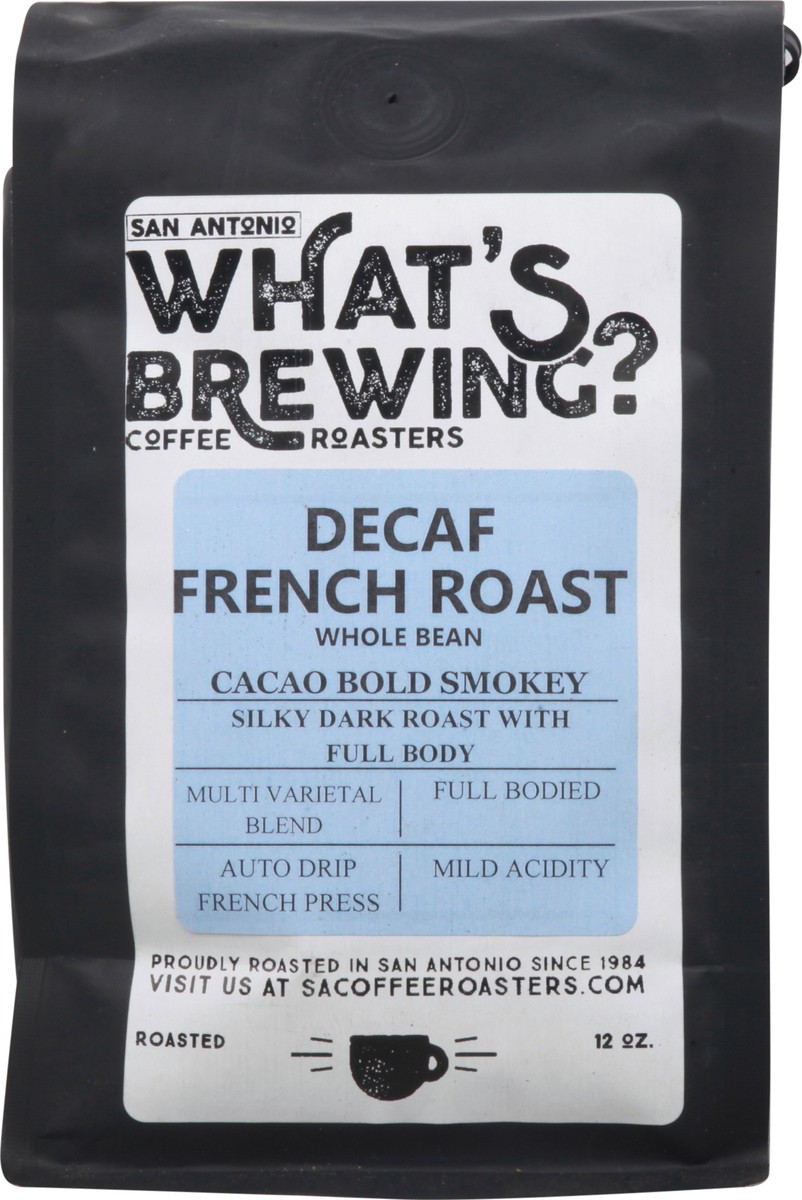 slide 4 of 11, What's Brewing Coffee Roasters Decaf Whole Bean Dark Roast French Roast Coffee - 12 oz, 12 oz