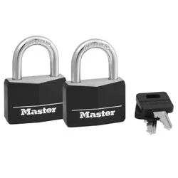 Master Lock 2pk 40mm Key Lock Black