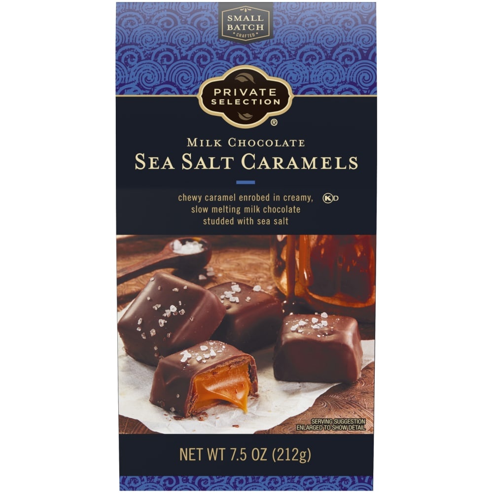 slide 1 of 1, Private Selection Milk Chocolate Covered Caramel With Sea Salt, 7.5 oz
