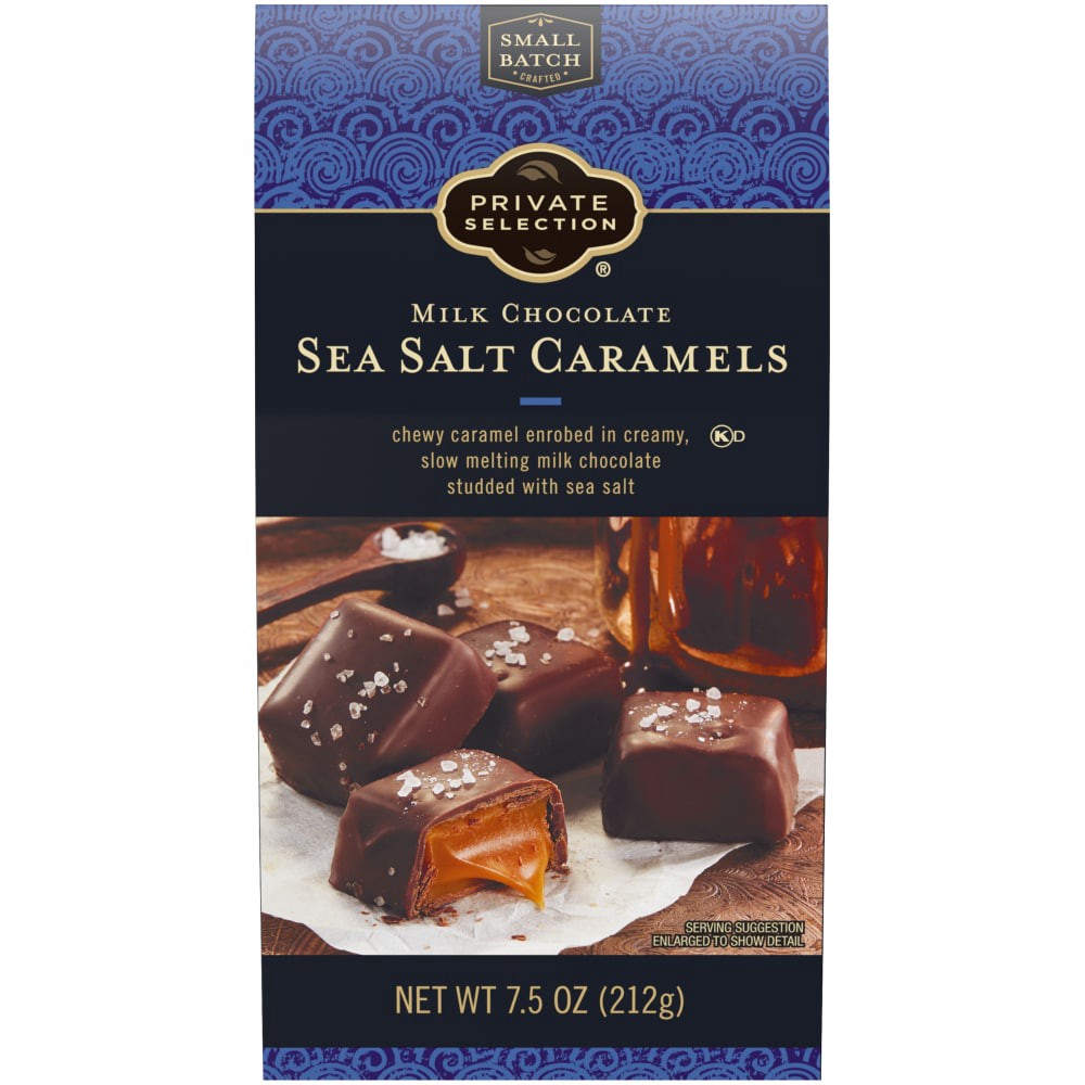 slide 1 of 4, Private Selection Milk Chocolate Covered Caramel With Sea Salt, 7.5 oz