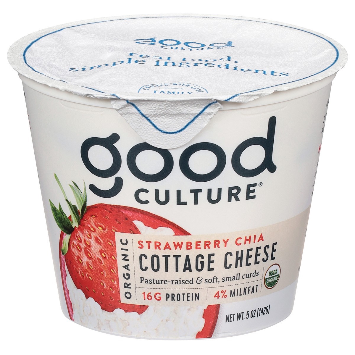 slide 1 of 6, good culture Strawberry Chia Cottage Cheese 5 oz, 5 oz